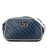 グッチ GGマーモント 斜め掛け チェーン ショルダーバッグ 447632 ブルー レザー レディース GUCCI 【中古】